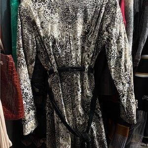 Lapis Black and White Patterned Trench Coat